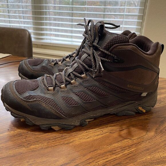 MERRELL Hiking Boots Men\'s 13 Vibram Sole Select Dry Brown J36981 READ main image 11
